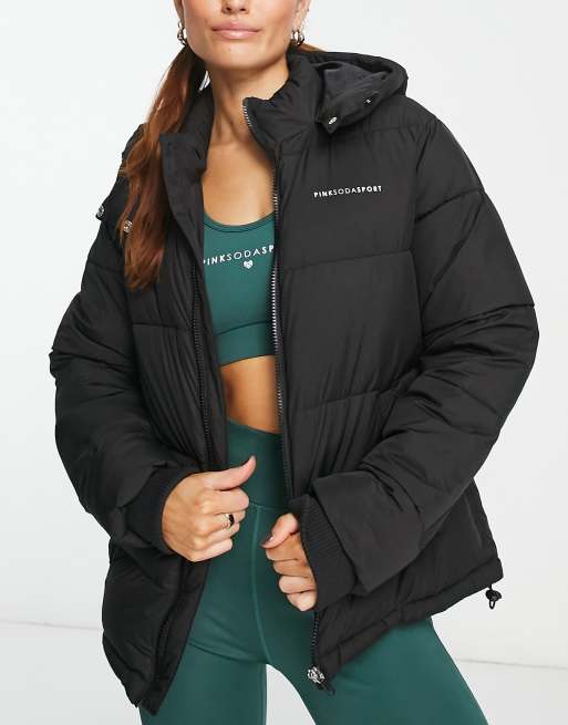 schild Leegte Pluche pop Pink Soda Sport Calabria padded jacket in black | ASOS