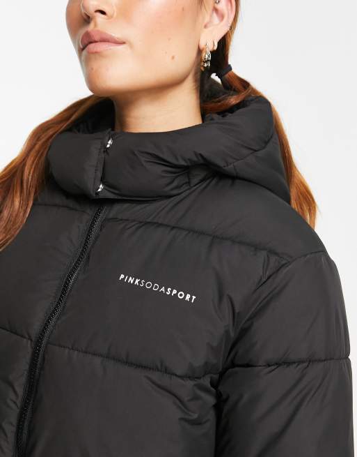 Pink soda black padded jacket sale