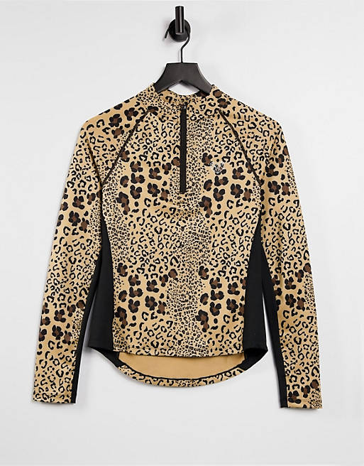 Pink Soda Sport diania fitness long sleeve top in leopard print