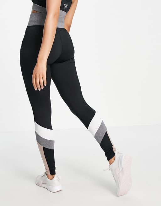 Color block leggings black and white discount