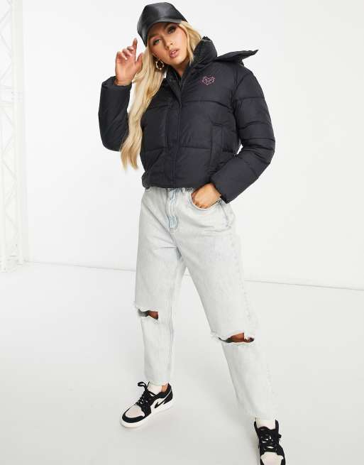 Controle Arabische Sarabo Executie Pink Soda Sport Lax padded jacket in black | ASOS