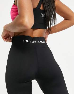 Pink Soda Sport Tanisha taped leggings in black