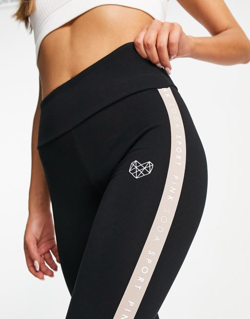 Pink Soda Sport leggings with taping in black