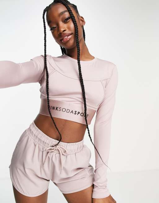 Pink Soda Sport long sleeve contour crop top in pink | ASOS