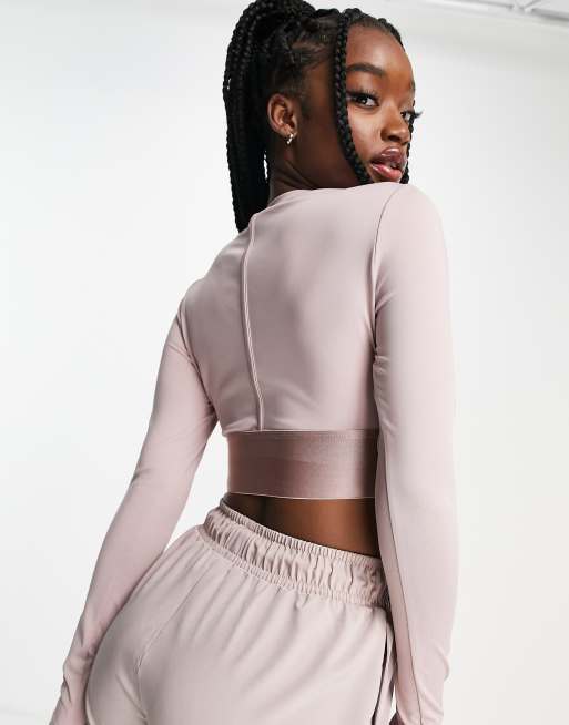 Pink Soda Sport long sleeve contour crop top in pink