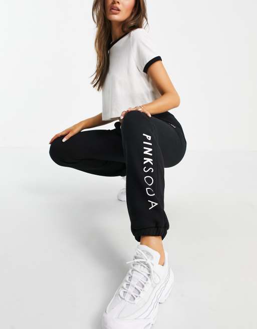 Pink Soda Sport lyon joggers in black ASOS