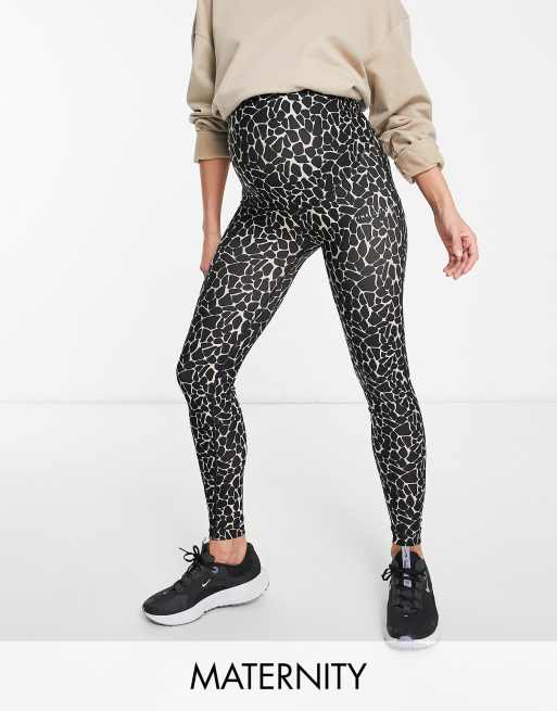 Legging Black White Print  Leggings Leopard Sports White - Black