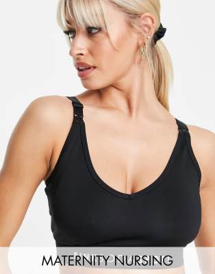 Pink Soda Sport Maternity Polyester Sports Bra In Black