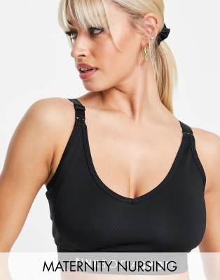 Pink Soda Sport Ventura polyester blend cross back bra with side panelling  in black