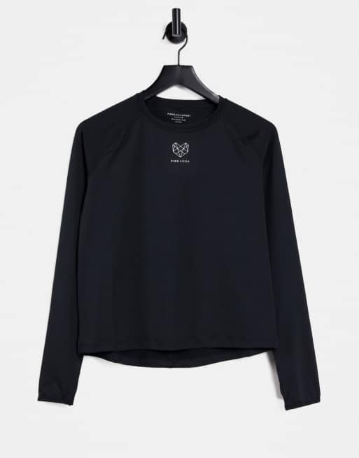 Pink Soda Sport medley fitness long sleeve top in black