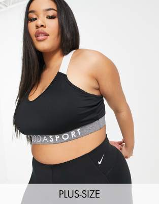 Pink Soda Sport Plus havana light support sports bra in black and white