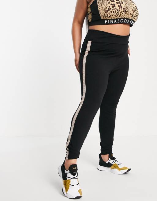 Streng bruiloft Dag Pink Soda Sport Plus leggings with taping in black | ASOS