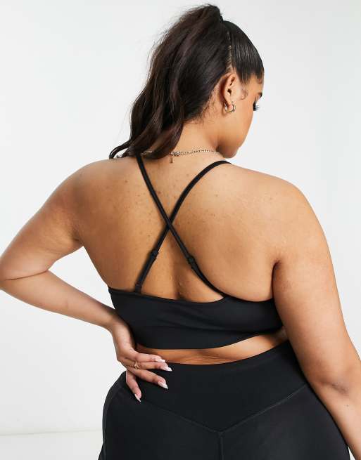 Pink Soda Sport Plus rib insert medium support sports bra in black