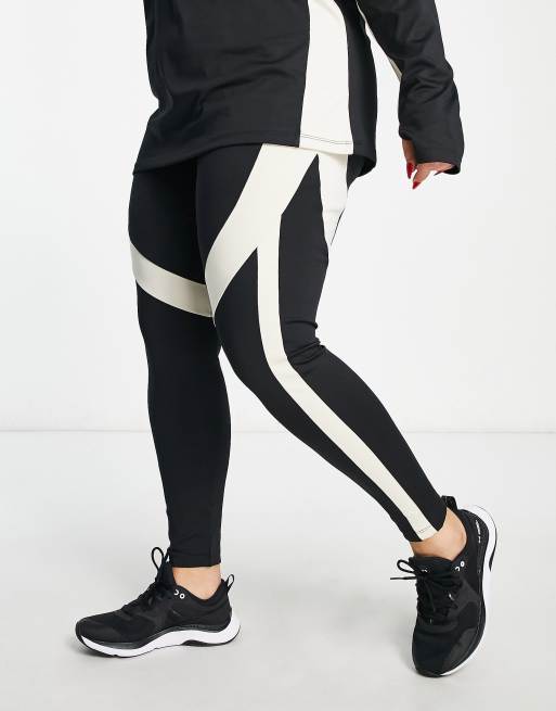 Pink Soda Sport Plus Ventura polyester blend leggings with panelling in  black