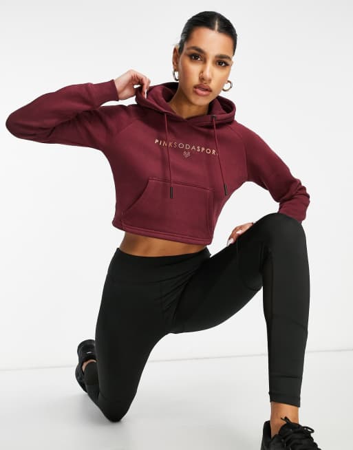 Pink Soda Sport Ruby cropped hoodie in burgundy | ASOS