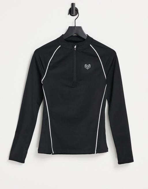 Pink Soda Sport Tanice 1/4 zip long sleeve top in black