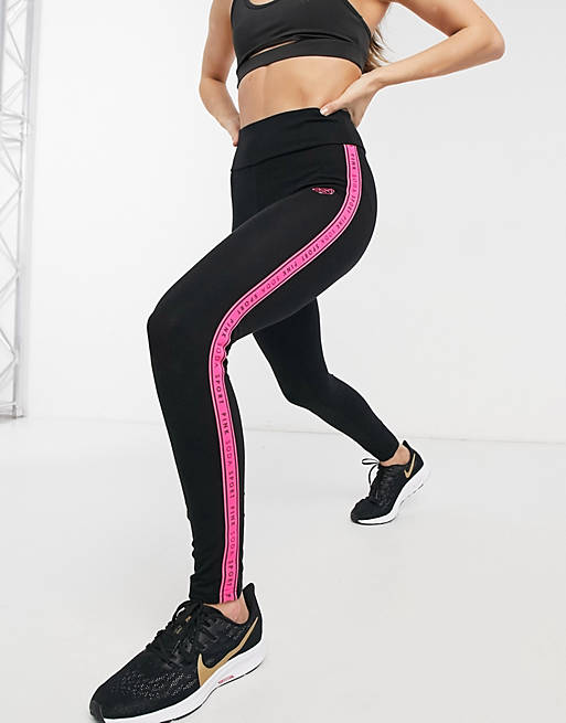 Krachtcel aflevering Stout Pink Soda Sport Tanisha taped leggings in black | ASOS