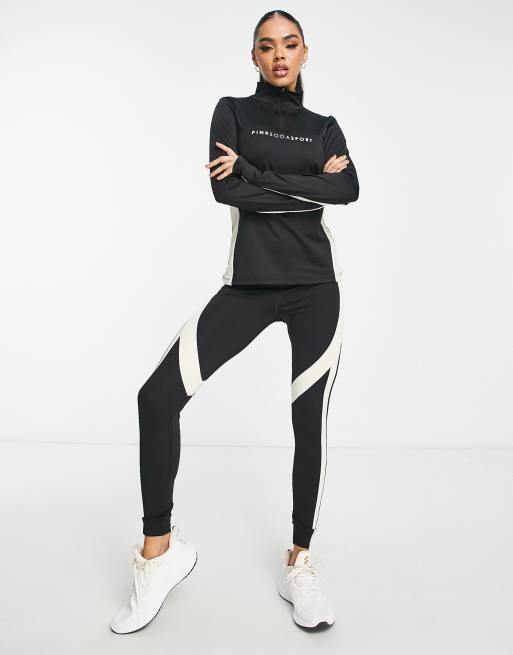 Pink Soda Sport Ventura polyester blend leggings with panelling in black