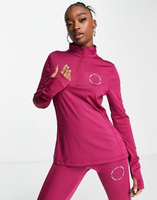 Pink Soda Sports 1/4 zip polyester long sleeve top in cherry - PURPLE