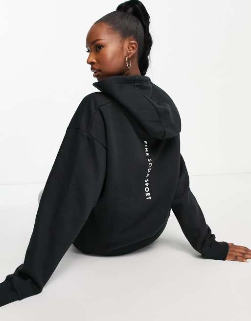 Pink Soda Sports Essential hoodie in black | ASOS