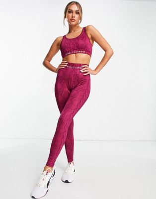 Pink Soda Sports high waisted polyester leggings in raspberry python print  - PURPLE