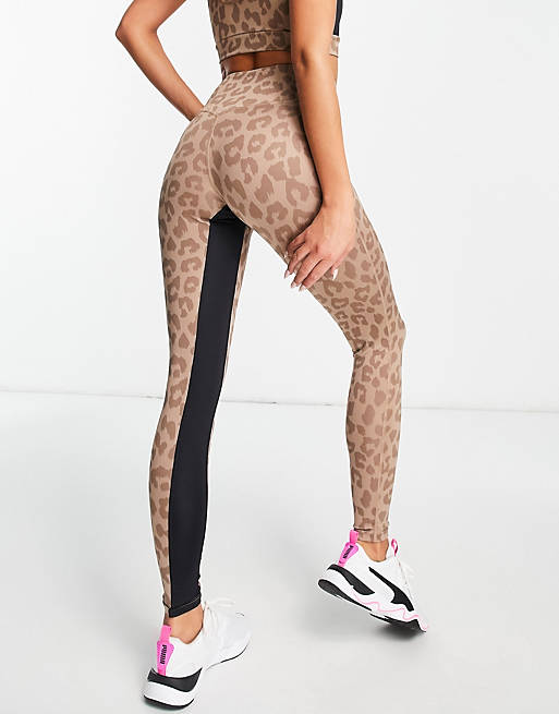 Trousers & Leggings Pink Soda Sports high waisted recycled polyester panelled leggings in leopard print 