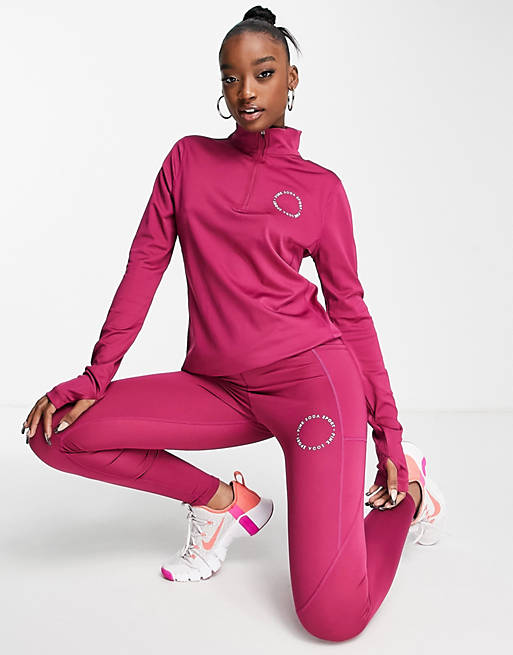 Pink Soda Sports hourglass polyester leggings in cherry - PURPLE