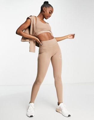 Pink Soda Sports hourglass polyester leggings in camel - CAMEL