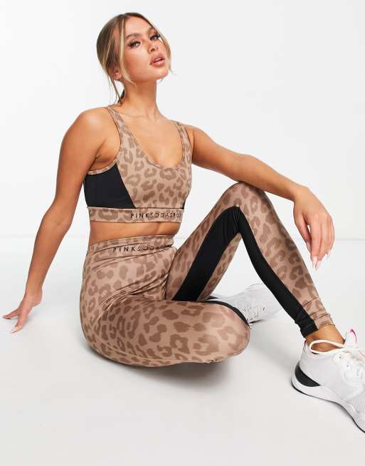 Pink Soda Sport medium support sports bra in leopard print