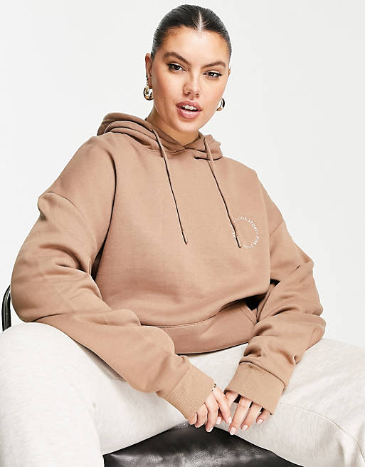 Women Pink Soda Sports Plus Essential hoodie in camel 
