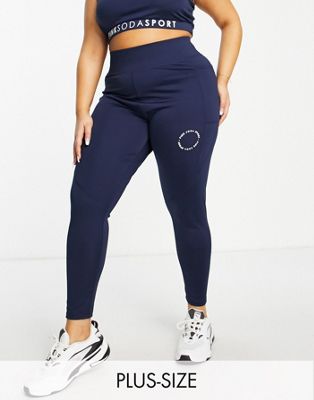 Pink Soda Sports Plus hourglass recycled polyester leggings in navy