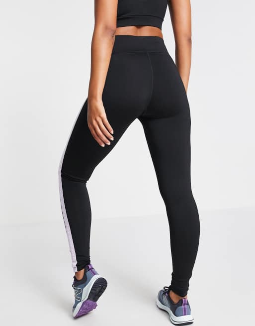 Pink Soda Tape leggings in black and lilac, 4 of 4