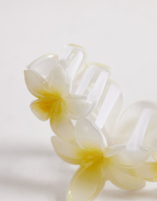 Pinza para el cabello amarilla con diseño de tres flores de South Beach, 3 de 3