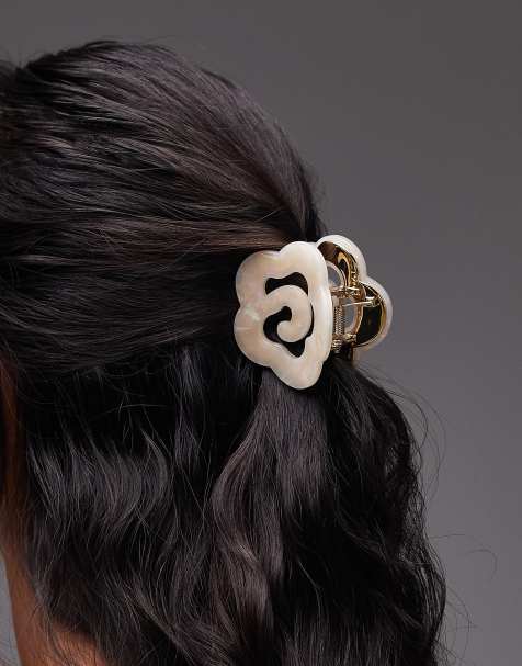 Pinza para el cabello blanca con efecto marmoleado y diseño de flor en espiral de & Other Stories - view 1