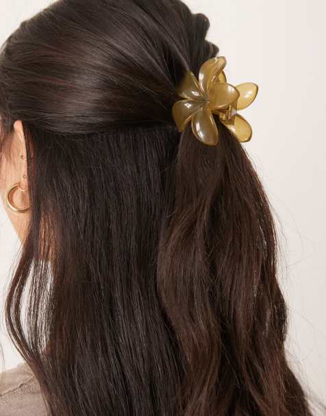 Pinza para el cabello caqui en forma de flor de DesignB London - view 1