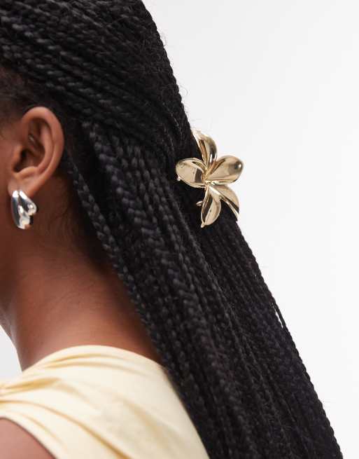 Pinza para el cabello dorada con diseño floral de metal de & Other Stories, 3 de 3