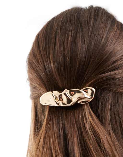 Pinza para el cabello dorado alargado con diseño fundido de ASOS DESIGN, 2 de 4
