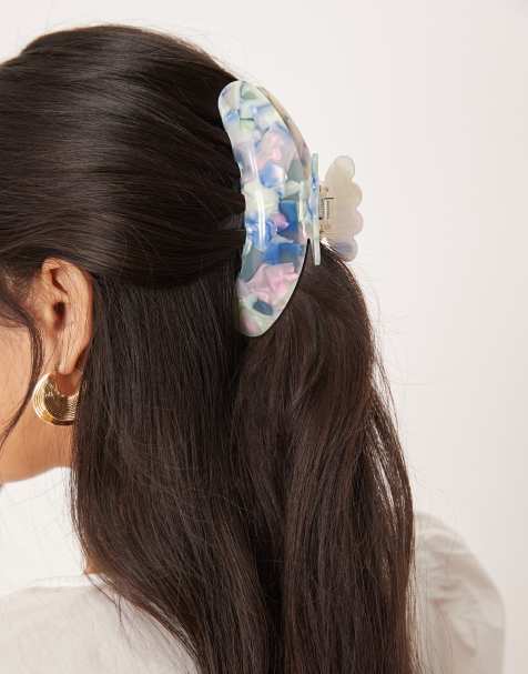 Pinza para el cabello grande azul con diseño marmolado Helle de Sui Ava - view 1