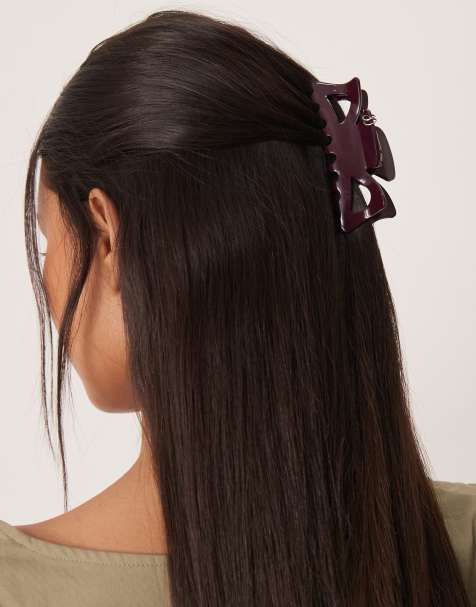 Pinza para el cabello grande burdeos con diseño de lazo y detalle perforado de Sui Ava - view 1