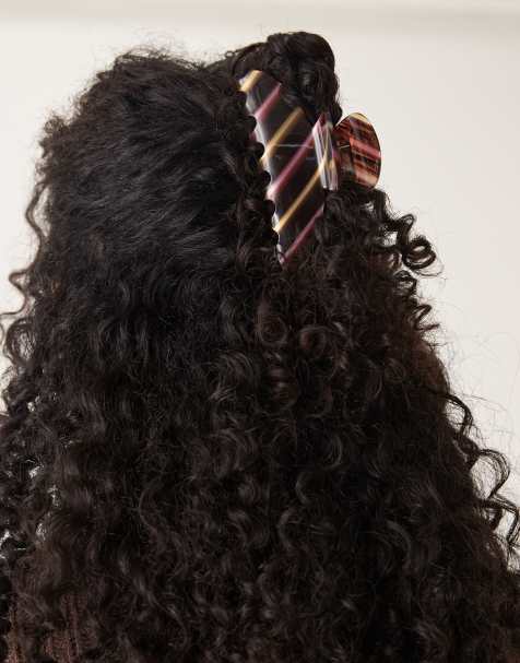 Pinza para el cabello grande marrón a rayas rojas Ida de Sui Ava - view 1