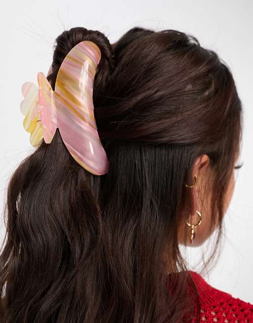 Pinza para el cabello grande naranja y rosa Helle Ballerina de SUI AVA
