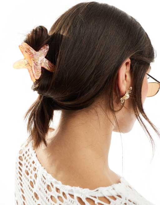 Pinza para el cabello naranja en forma de estrella de mar de Mango