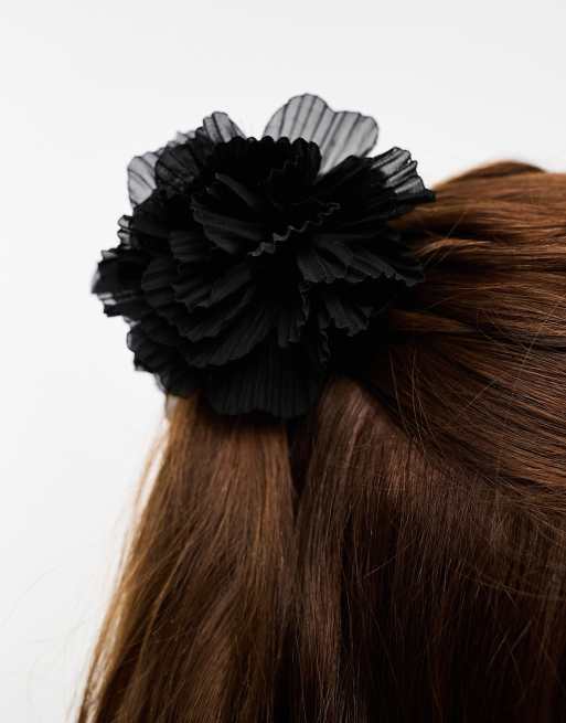 Pinza para el cabello negra extragrande con diseño floral de True Decadence, 3 de 4