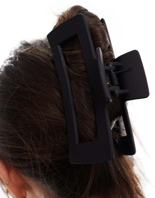 Pinza para el cabello negra rectangular extragrande de PIECES, 4 de 4