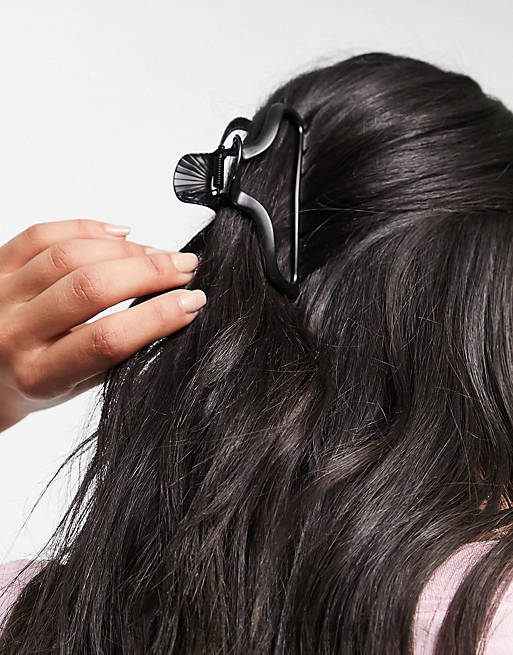 Mujer Accesorios para el pelo | Pinza para el cabello negro mate de metal con diseño abierto de ASOS DESIGN - HL81902