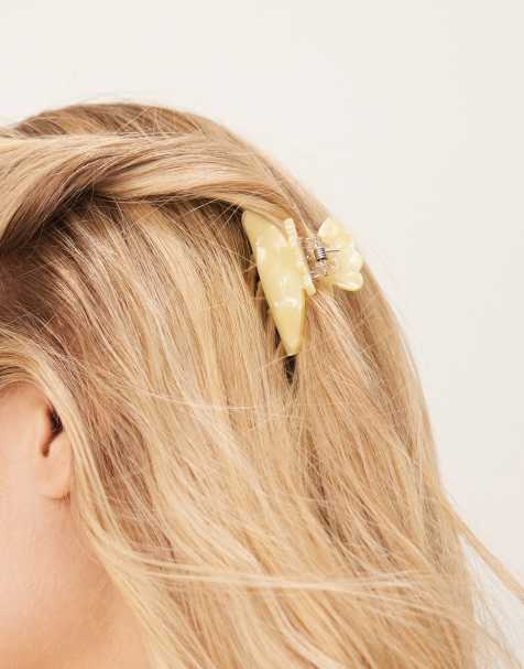 Pinza para el cabello pequeña amarillo pastel efecto marmoleado Helle de Sui Ava - view 1
