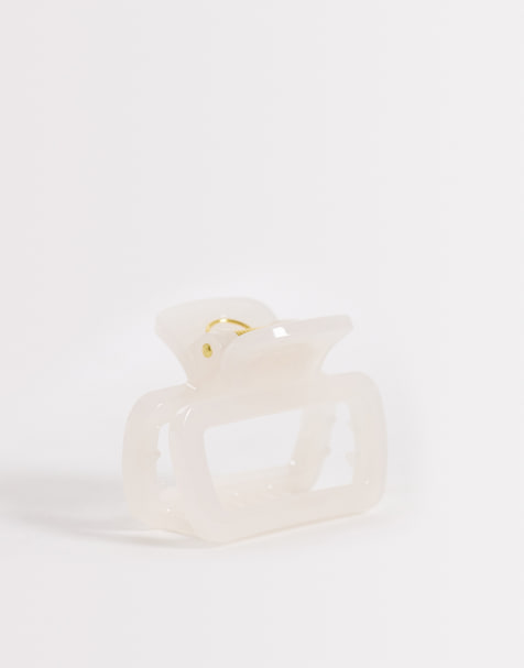 Pinza para el cabello pequeña blanca opaca cuadrada de DesignB London - view 1