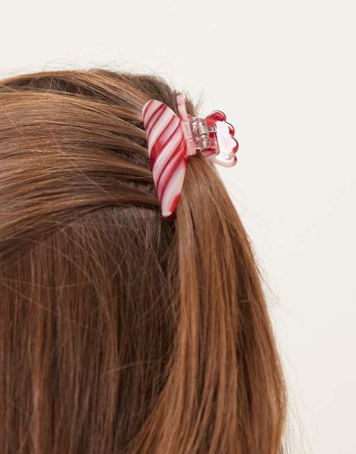 Pinza para el cabello pequeña rosa con diseño de bastón de caramelo Helle de Sui Ava