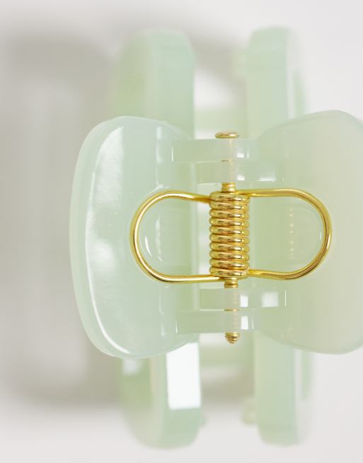 Pinza para el cabello pequeña verde mente opaca cuadrada de DesignB London, 3 de 3