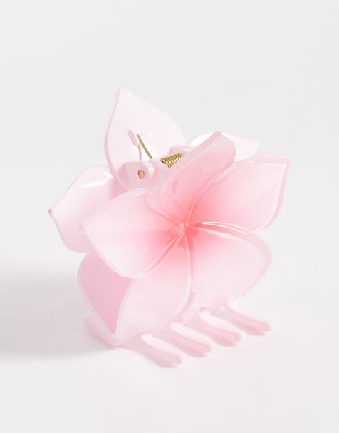 Pinza para el cabello rosa con diseño de hibisco de DesignB London - view 1